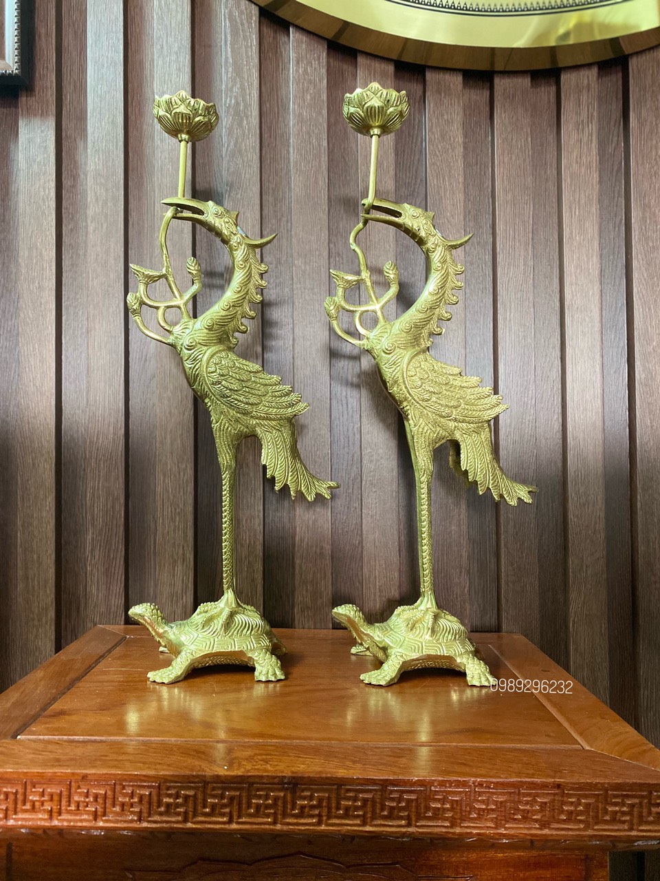 Đôi Hạc thờ bằng đồng cao 42cm