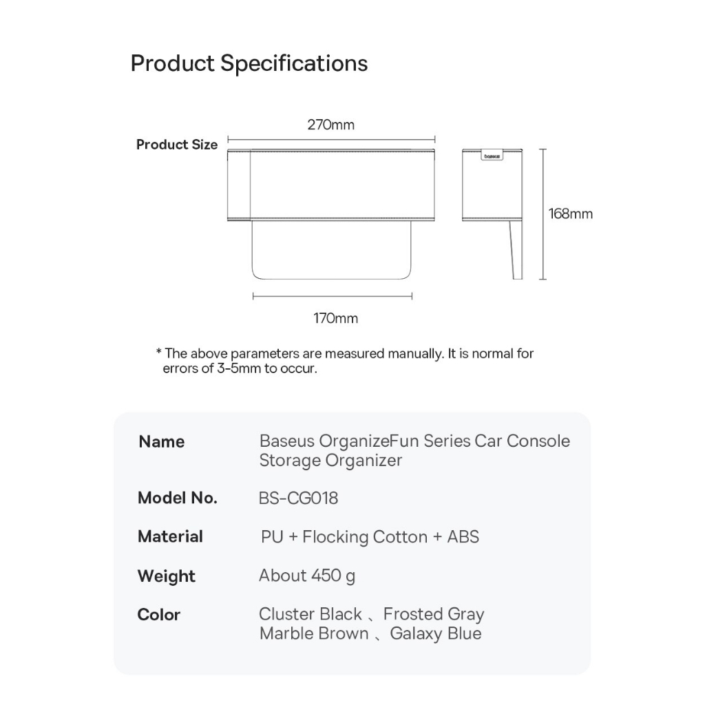 Hộp Đựng Đồ Ô Tô Xe Hơi Baseus OrganizeFun Series Car Console Storage Gắn Khe Ghế Bọc Da Pu Cao Cấp - Hàng Chính Hãng