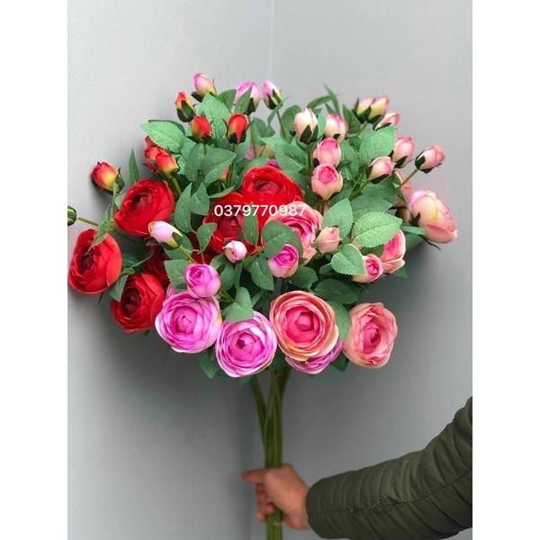 Hoa hồng giả cắm bình, cành hồng Trà