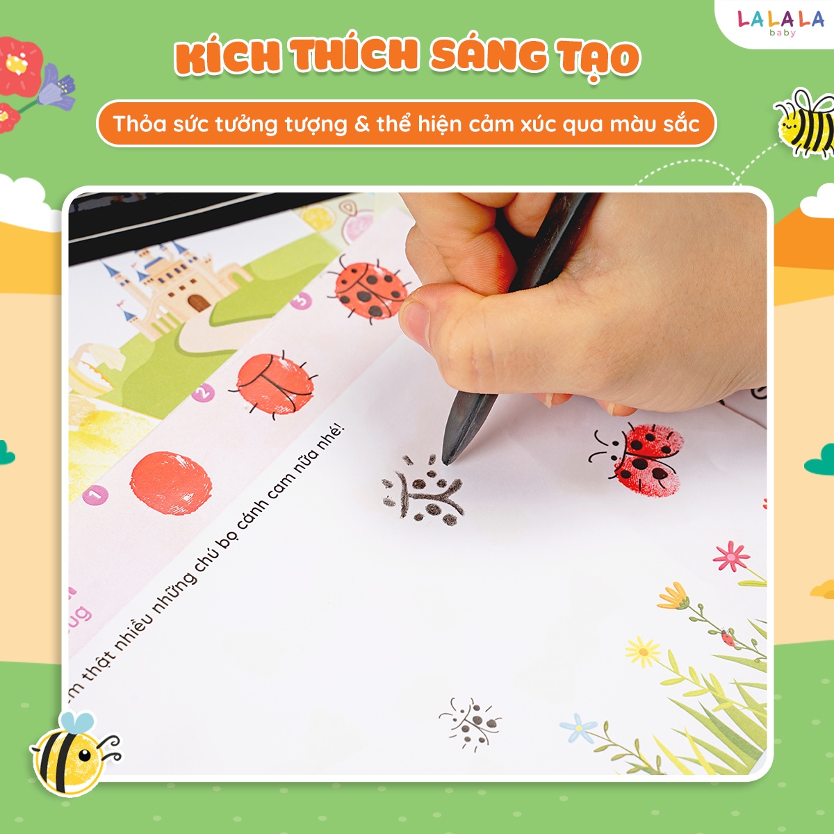 Bộ Tranh Tô Màu Vân Tay Cho Bé - Vân Tay Diệu Kỳ Finger Painting Kèm Màu Vân Tay - Lalala Baby