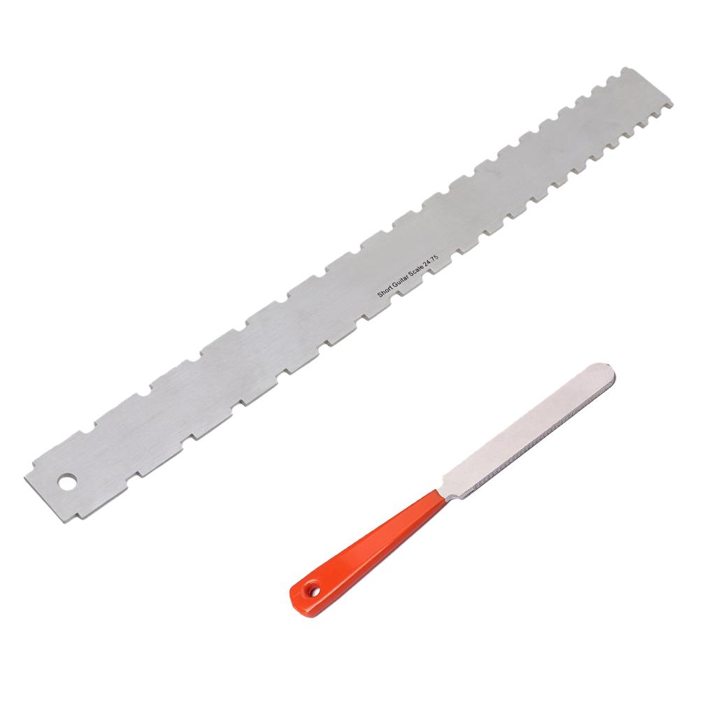 Guitar String Action Ruler + Fret File for Guitar Bass Mandolin Banjo Luthier