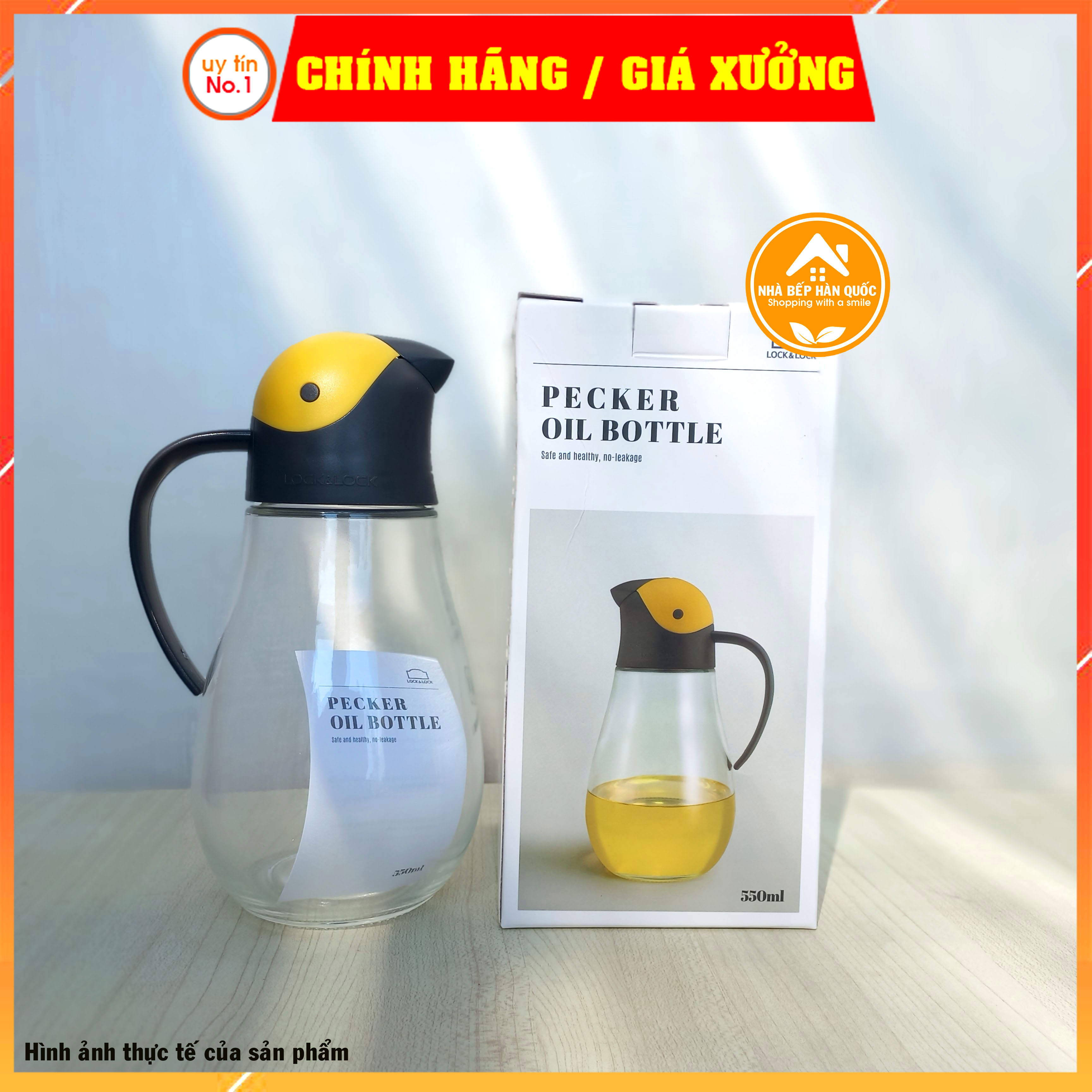 Bình thủy tinh đựng dầu LOCK&amp;LOCK tự động mở nắp CKO201 550ml