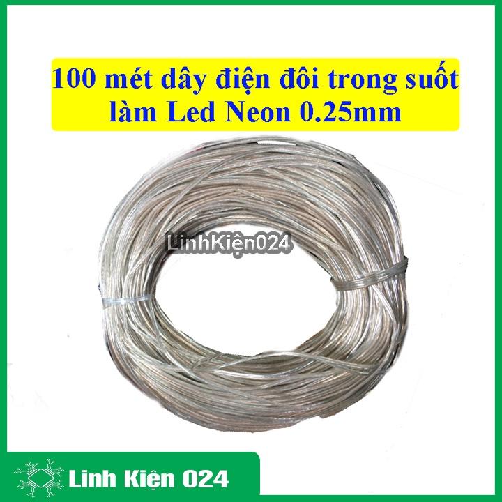 Cuộn 100 Mét Dây Điện Trong Suốt 2 Lõi Làm Led Neon 0.25mmx2mm