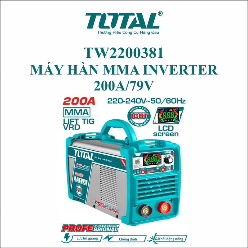 MÁY HÀN LIFT TIG/ MMA INVERTER 200A/79V TOTAL TW2200381 - HÀNG CHÍNH HÃNG