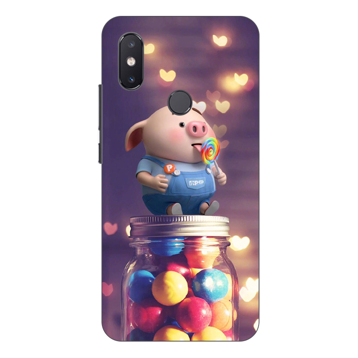 Ốp lưng điện thoại Xiaomi Mi 8 SE hình Heo Con Ăn Kẹo - Hàng chính hãng
