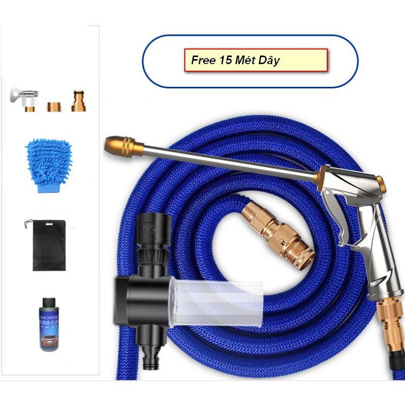 Vòi xịt rửa xe tăng áp bằng Đồng cao cấp 15m dây  - Home and Garden
