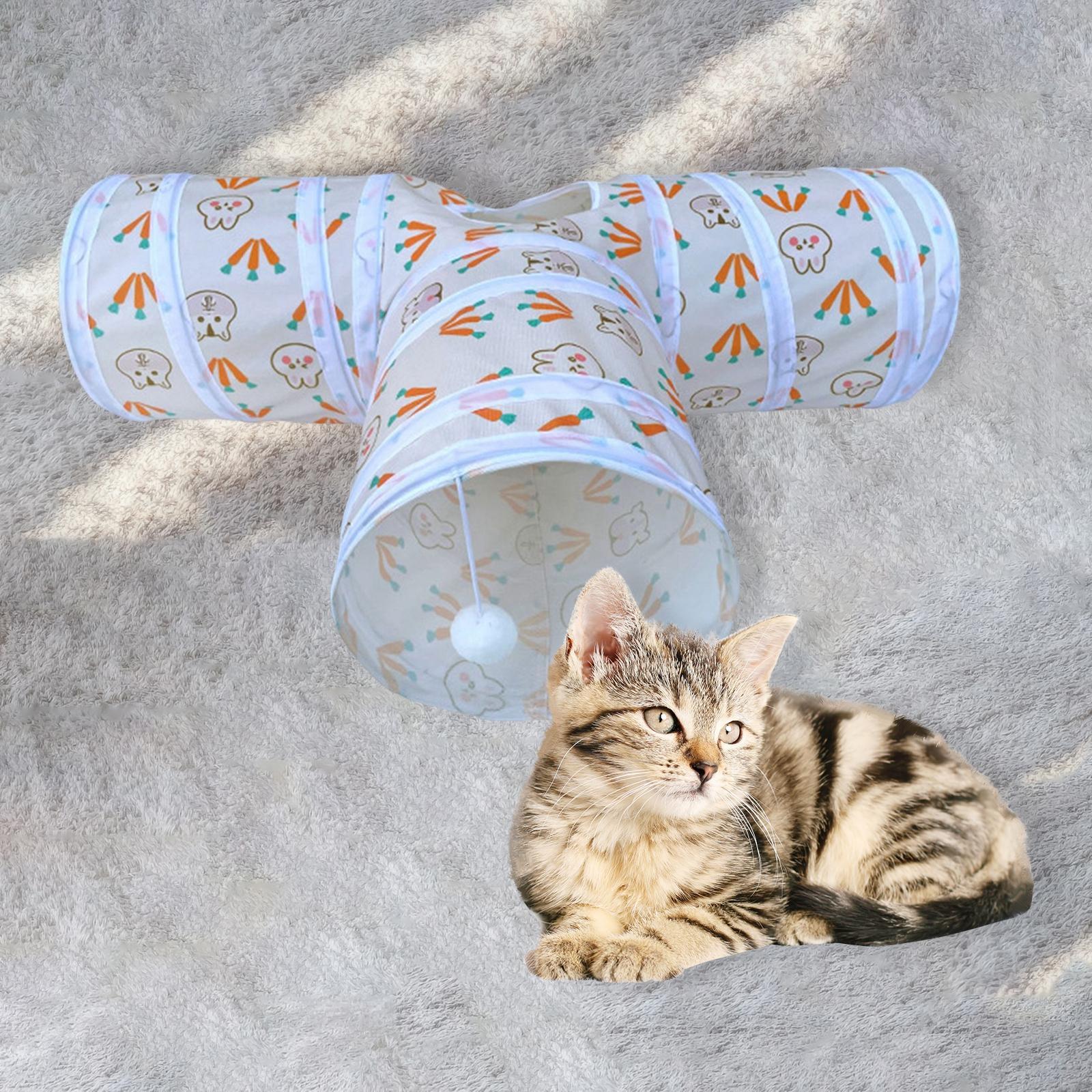 Pet Cat Tunnel Hanging Toy Ball Collapsible Training for Puppy Rabbit Kitten T