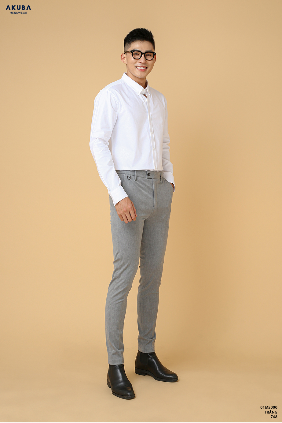 Áo sơ mi nam tay dài cổ button down AKUBA chất liệu 100% Cotton Oxford thoáng mát, kiểm soát nhiệt độ tốt 01M5000