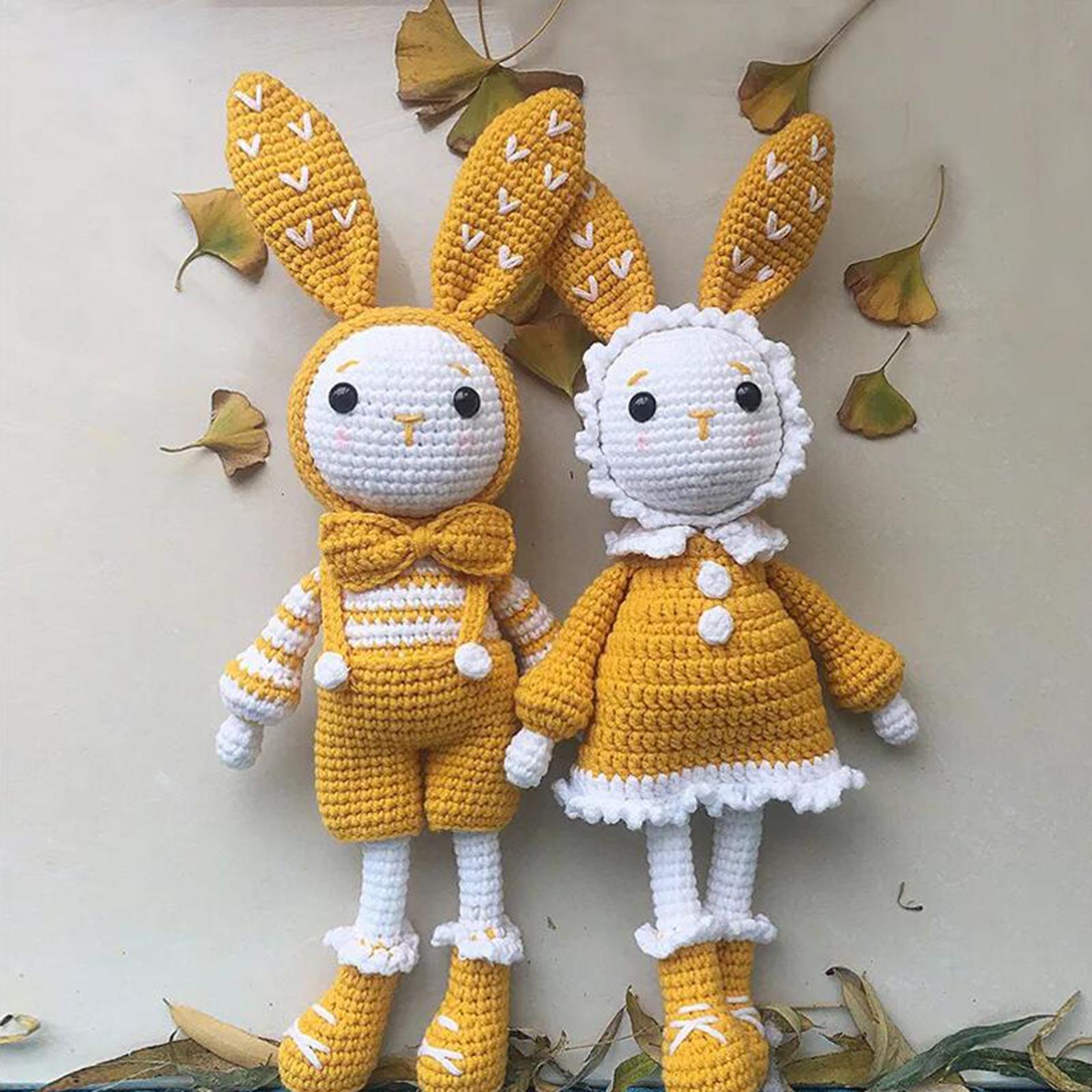 Crochet Kit A Pair of Rabbit Crochet Craft Set Make Your Own Doll for Adults and Kids