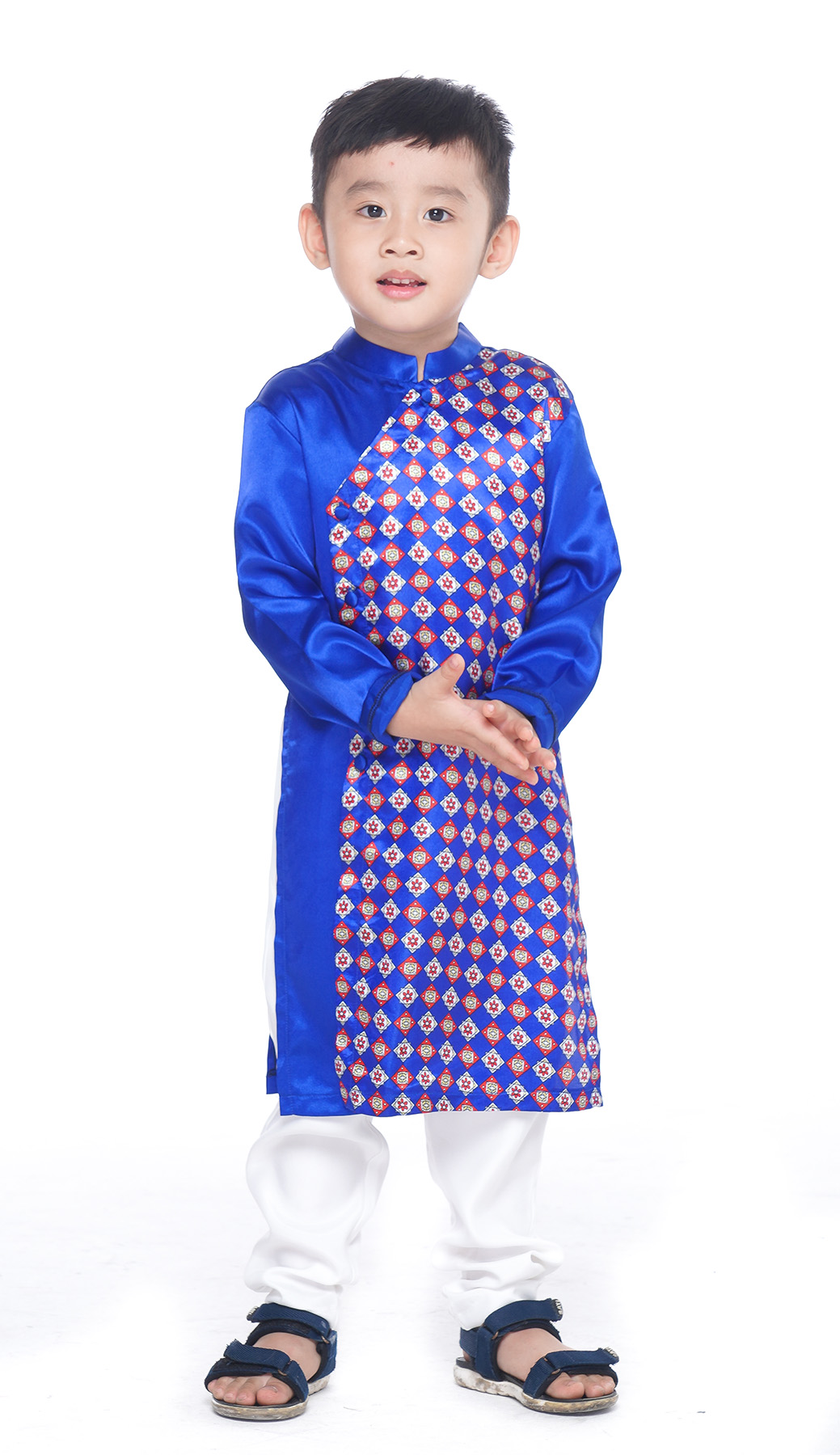 Set Áo Dài Bé Trai Ugether UKID233 - Màu xanh họa tiết