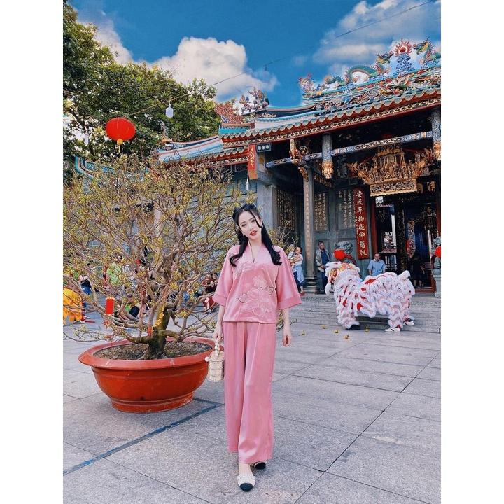 Đồ Đi Chùa Thêu Đắp Hoa Ren Cao Cấp Dáng Yêu Công Dung Boutyque SJ01