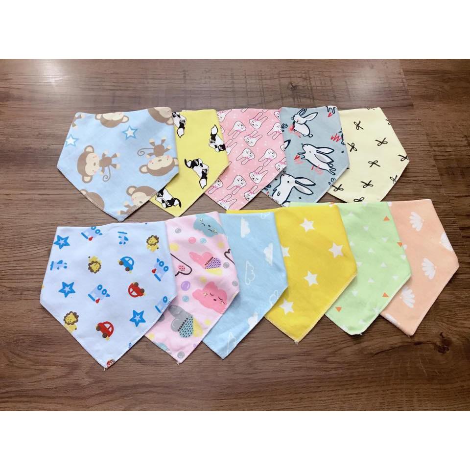 SET 5 yếm 100% cotton NỀN MÀU bé