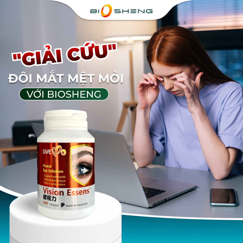 Viên Uống Hỗ Trợ Sức Khỏe Cho Mắt Livemo Vision Essen , Giảm Mỏi Mắt, Giàu Chất Chống Oxi Hóa - Biosheng Phân Phối Chính Hãng
