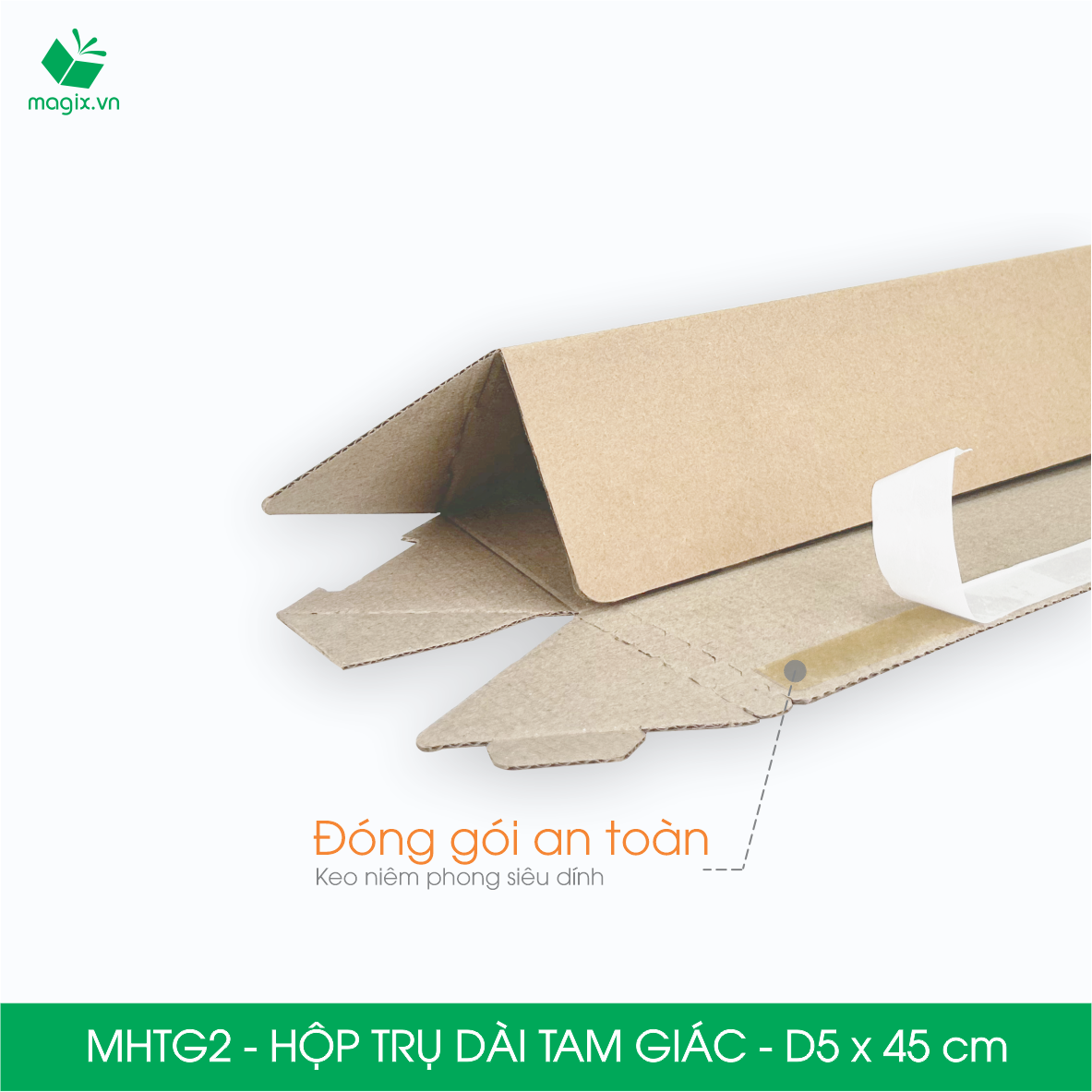 MHTG2 - D5x45 cm - 60 Hộp trụ dài tam giác thay thế ống giấy - Hộp carton đóng gói hàng