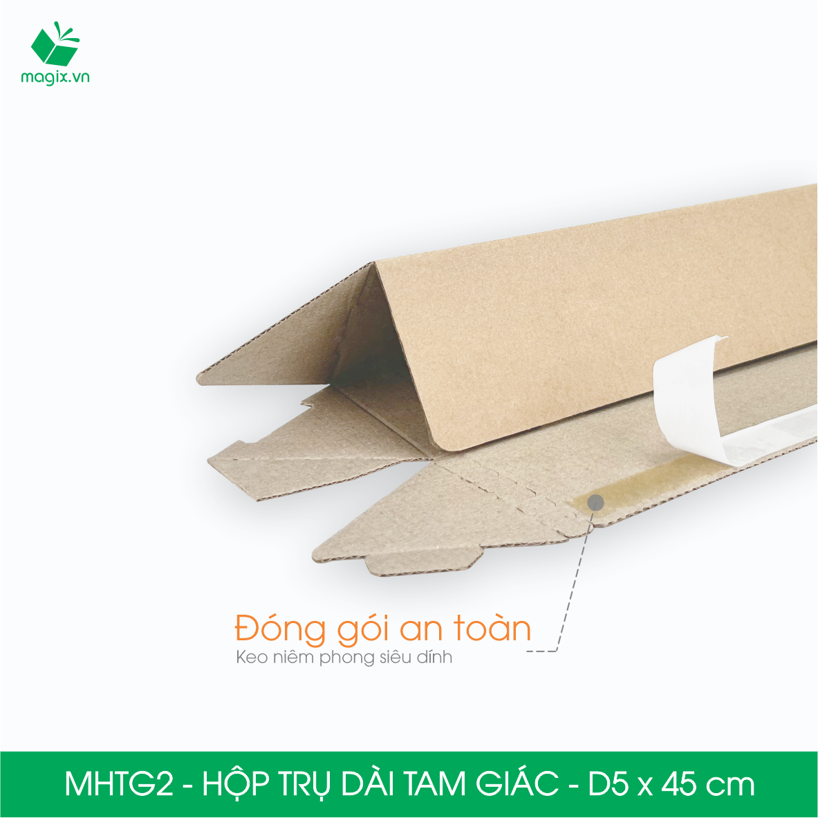 MHTG2 - D5x45 cm - 10 Hộp trụ dài tam giác thay thế ống giấy - Hộp carton đóng gói hàng