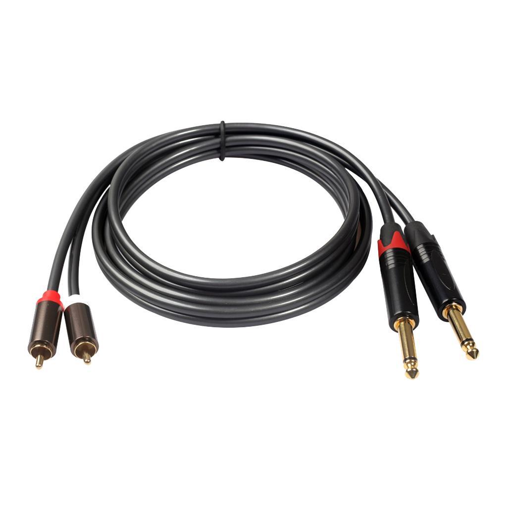 Fully Shielded 5-Ft Cable, Dual RCA Male to 2x 6.35mm 1/4" Mono Male
