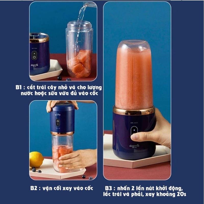Máy Xay Sinh Tố Juicing Cup 300ML Cầm Tay 6 Lưỡi Sử Dụng Pin Sạc Cổng USB Siêu Tiện Lợi, Máy Xay Đa Năng
