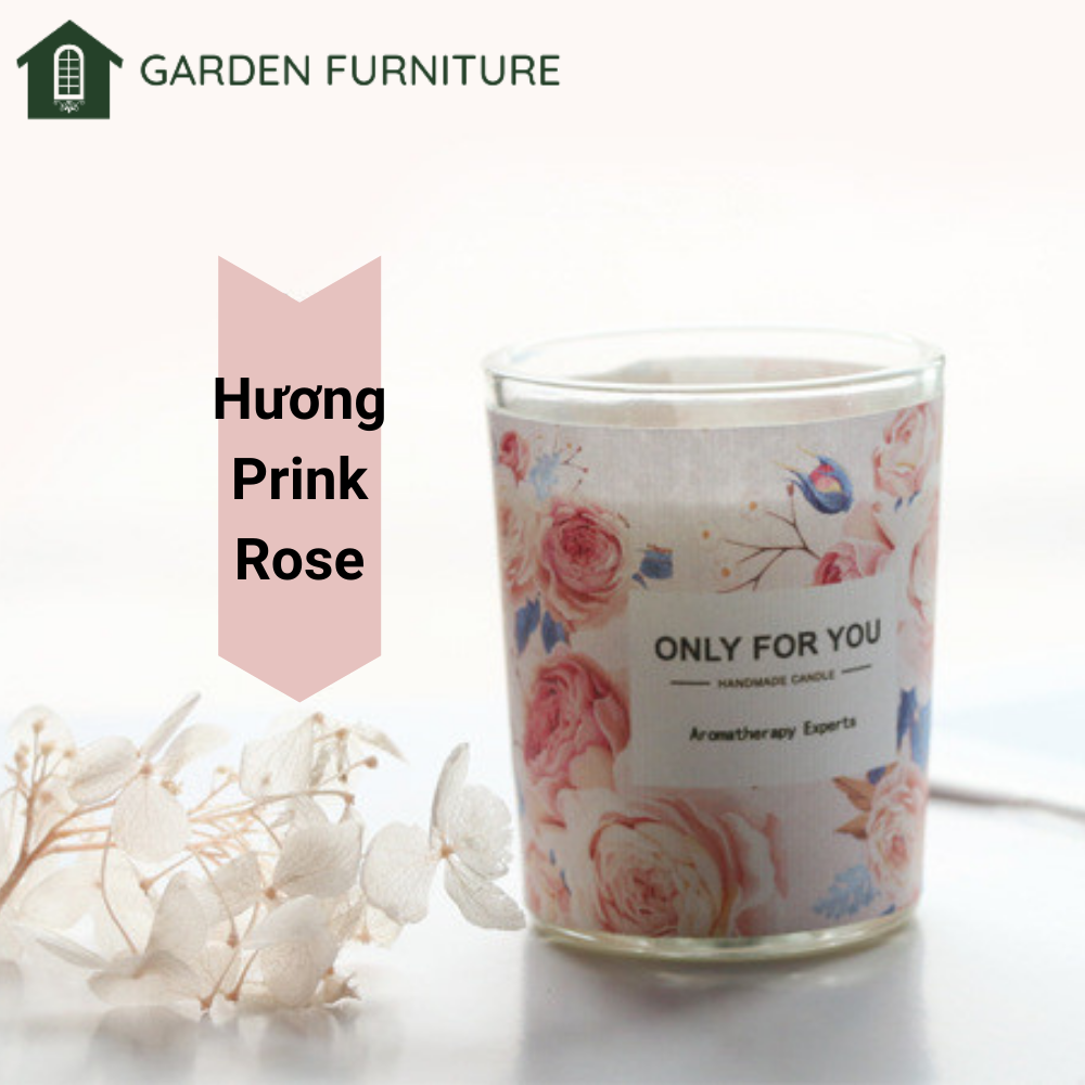 Nến thơm cốc thủy tinh Handmade Only for you, nến trang trí sinh nhật, trang trí giáng sinh Noel, thơm phòng, thư giãn