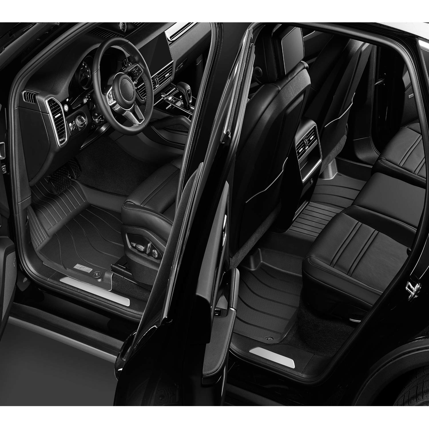 Thảm lót sàn xe ô tô Porsche Macan 2013, đến nay chất liệu nhựa TPE đúc khuôn cao cấp, nhãn hiệu Macsim 3W,.màu đen.