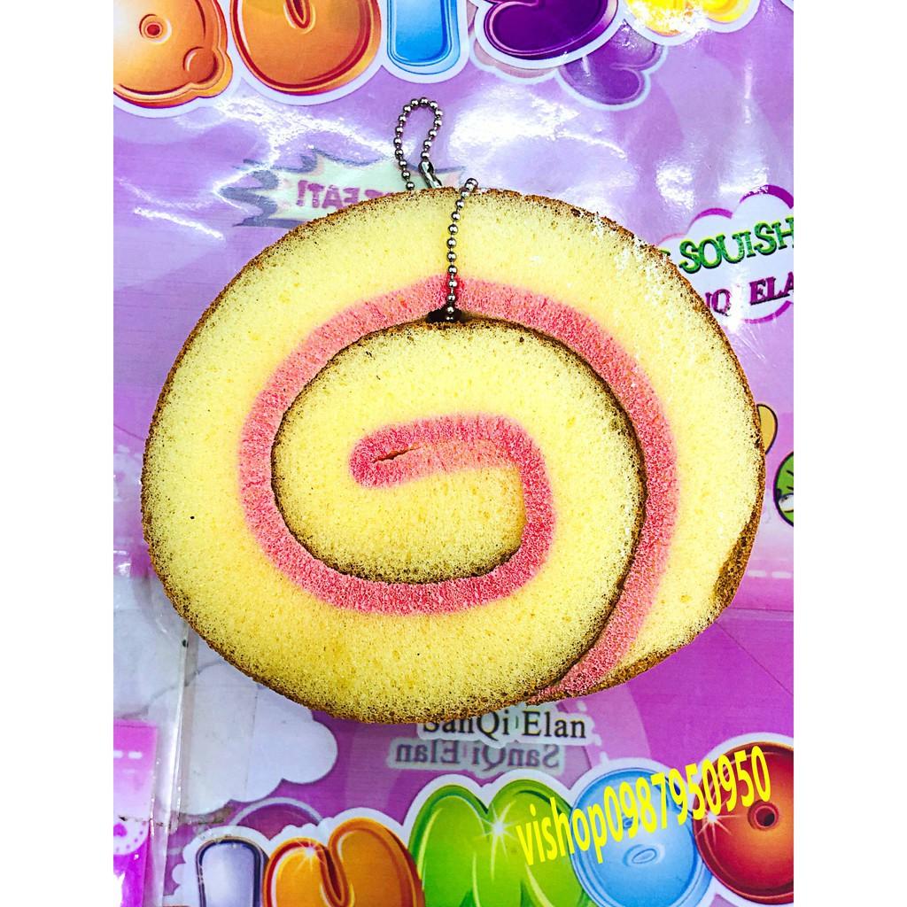Squishy bánh bông lan cuộn nhiều màu sắc