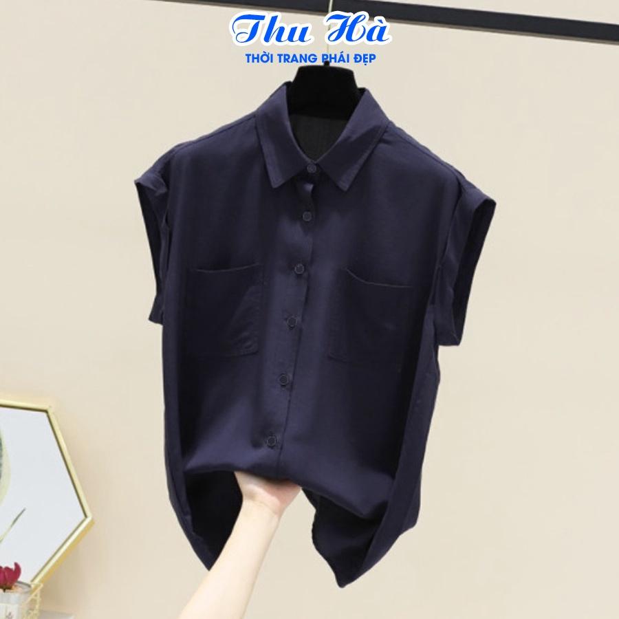 Áo sơ mi đũi nữ tay ngắn Thu Hà form rộng che khuyết điểm, kiểu dáng trẻ trung, chất liệu vải mềm mát thấm mồ hôi SMH.33