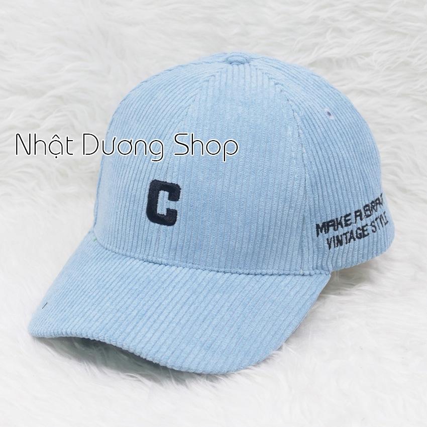 Mũ lưỡi trai ️ Nón kết thêu chữ C - Chất liệu nhung đũa cao cấp form unisex nam nữ.