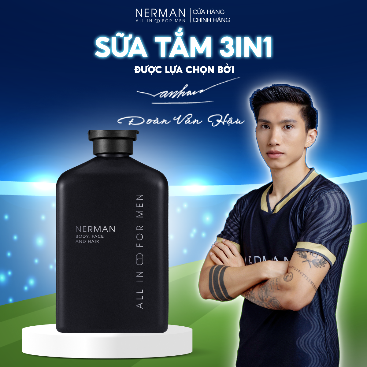 Combo Badboy Nerman - Sữa tắm gội 3in1 hương nước hoa cao cấp 350ml & Gel vệ sinh nam 100ml & Nước hoa khử mùi 100ml