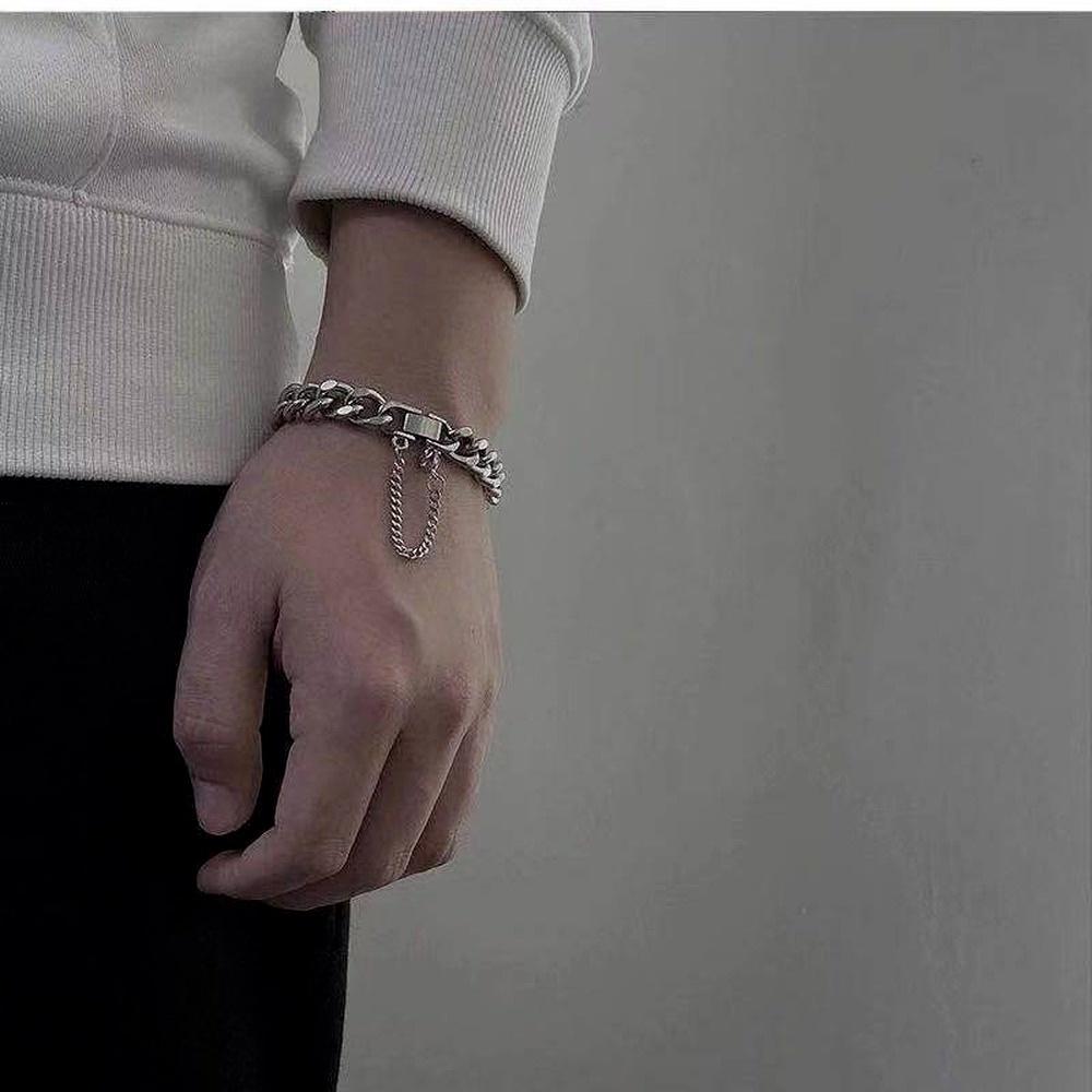 Vòng Tay Lắc Tay Dạng Dây Chuỗi Thiết Kế Đơn Giản Cho Nam Và Nữ Mắt Xích Titan Cuban - TIN Chain Xích Cam Accessories