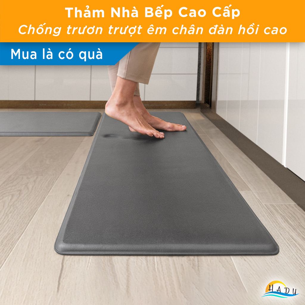 Thảm Nhà Bếp Chống Trượt Thấm Nước Cao Cấp Da PU Dày 12mm 44x81cm Độ Đàn Hồi Cao Êm Chân HADU