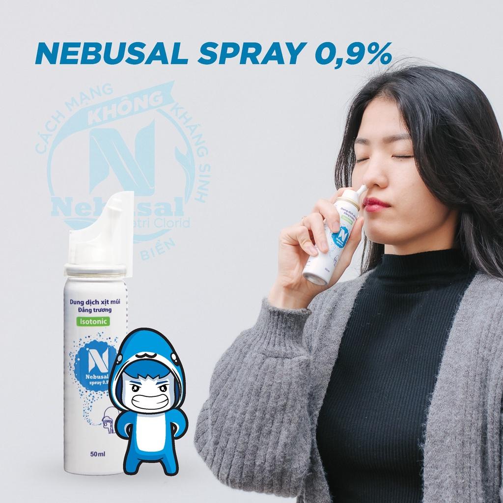 Xịt Mũi Nebusal 0.9% (50ml) vệ sinh mũi hàng ngày, phòng ngừa nghẹt mũi, sổ mũi