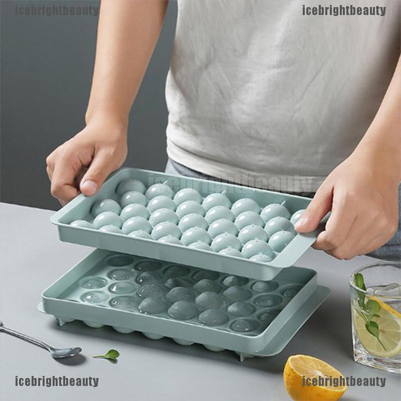 ICEB Ice Cube Tray Round Cubes Plastic Ice Cube Maker Mold with Lids