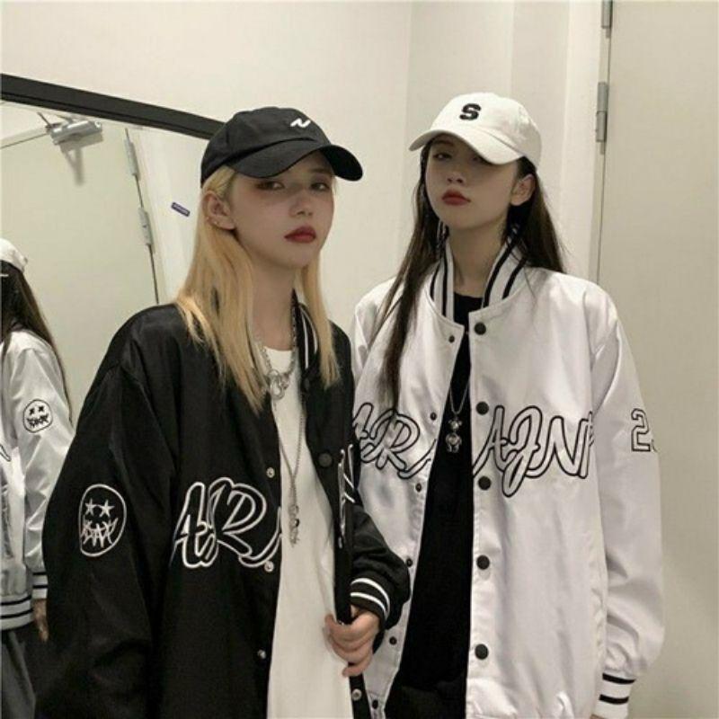 Áo bomber nữ nam unisex khoác gió jacket dù 2 lớp cúc bấm form rộng local brand ulzzang phong cách hàn quốc đep ARAFNP