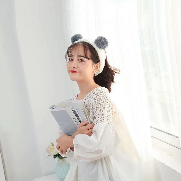 Băng đô rửa mặt bờm cài cố định tóc tai gấu vải nhung mềm mịn đơn giản dễ thương cho nữ BD005 Sumio