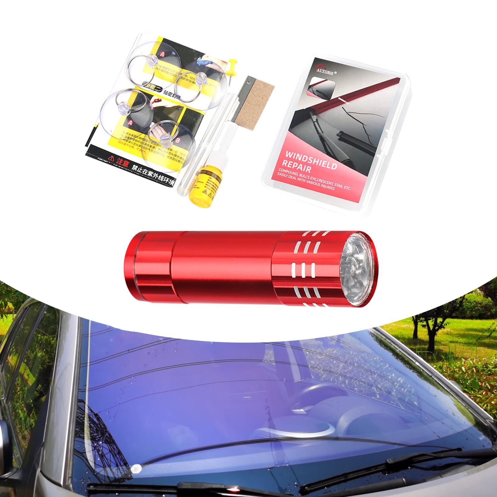 Windshield Crack Repair Set Window Glass ,Curing Lamp, Quick Fix Automotive Glass Repair Fluid for Cracks Star Shaped Crack