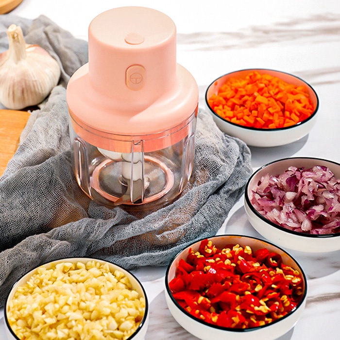 Máy Xay Thịt Cầm Tay Mini Sạc Điện 250ml – Máy Xay Tỏi Ớt, Củ Quả Đa Năng, Có Cổng Sạc Usb