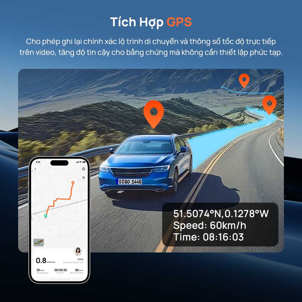 Camera hành trình ô tô 70mai T400 ghi hình 3 mắt (Trước - Trong - Sau) có tích hợp GPS, giám sát toàn diện cho xe dịch vụ, xe gia đình - Hàng chính hãng