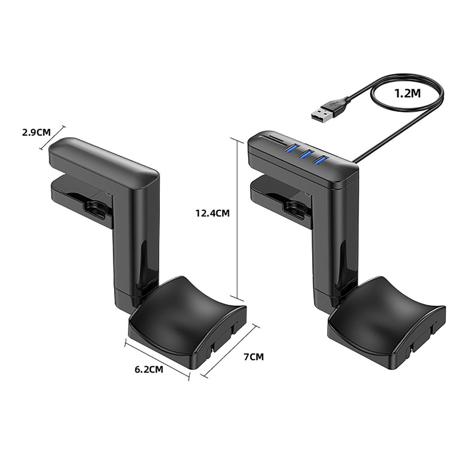 Under Desk Headphone Stand Holder, with 5 Ports Mount with USB Charger with Cable Clip Organizer