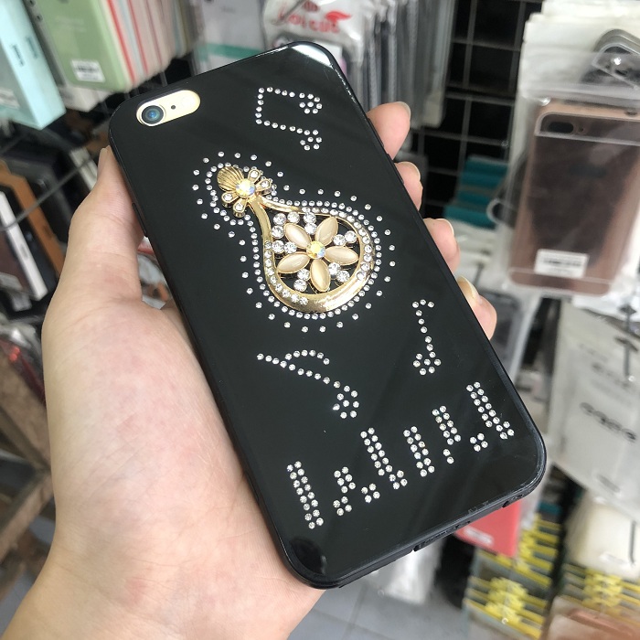 Ốp lưng viền màu silicon chống sốc đính đá dành cho iPhone 7