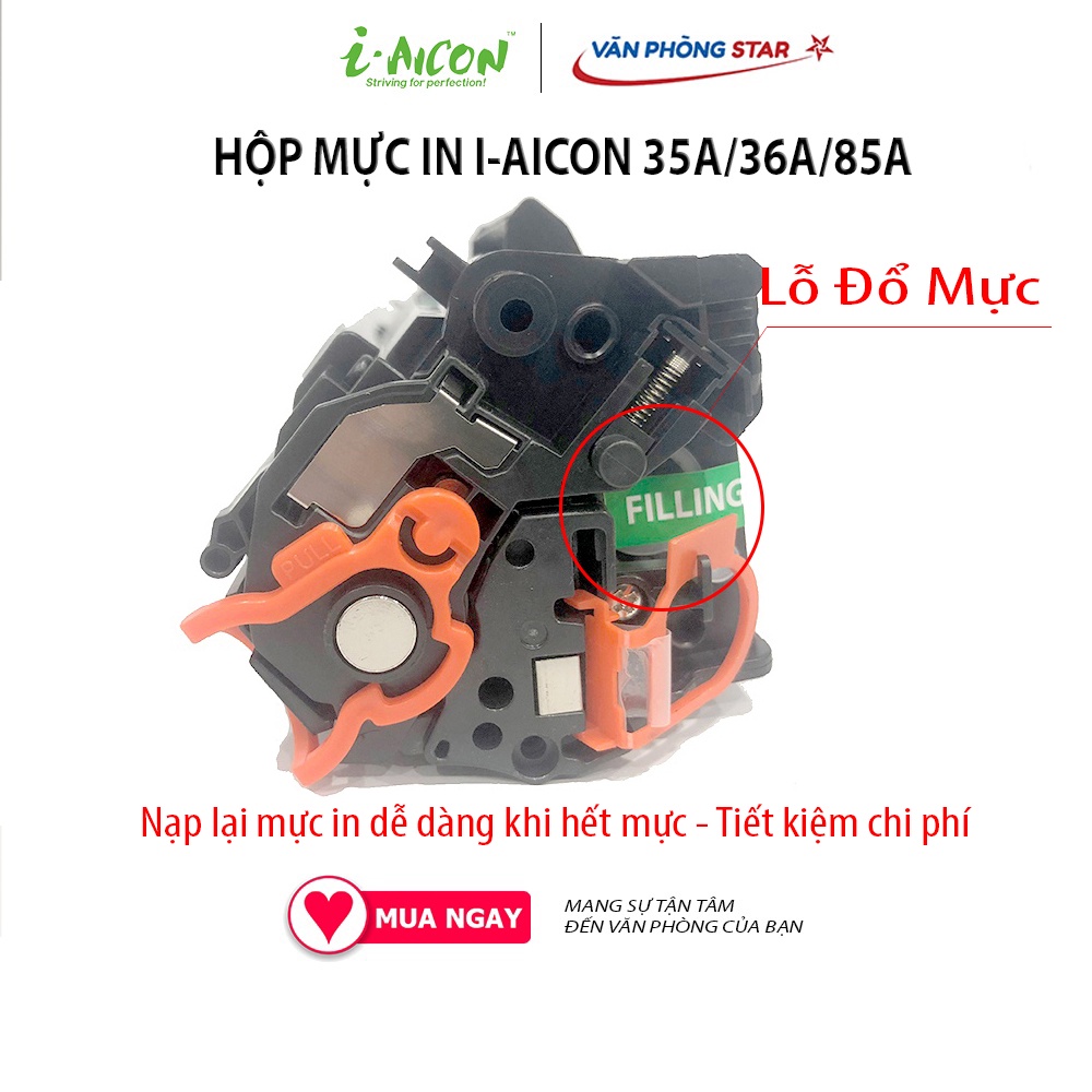 [hàng chính hãng] Hộp mực 35a/36A/85A thương hiệu I.aicon mã mực 35a/36A/85A dành cho máy in  HP/Canon 125/312/313/325/712/713 chất lượng bản in đẹp, tương thích tốt