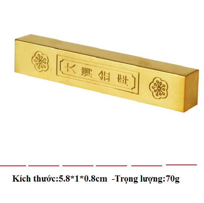 Thỏi vàng cây ĐỒNG 5.8cm*1cm*0.8cm chiêu lộc thờ cúng