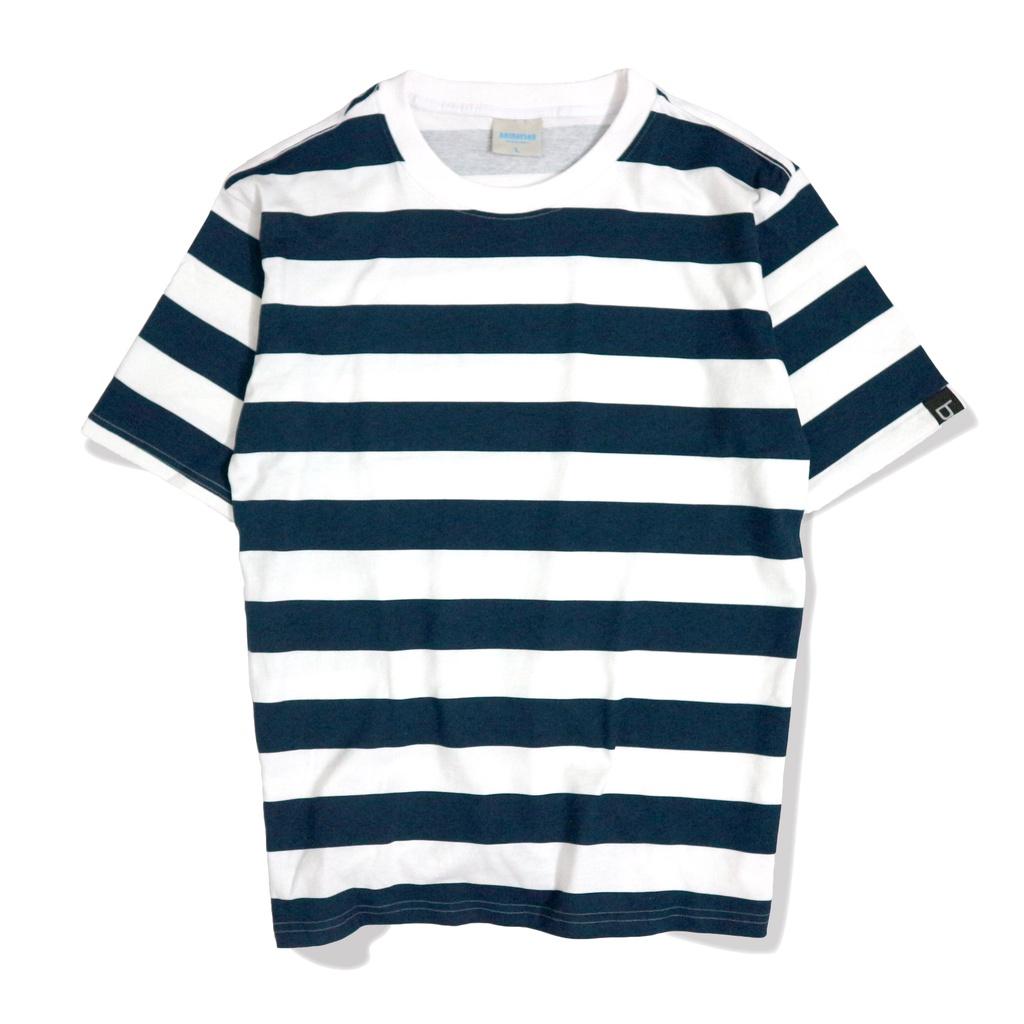 Áo Thun Sọc Trắng Đen Và Xanh Đen Unisex Đơn Giản Form Rộng