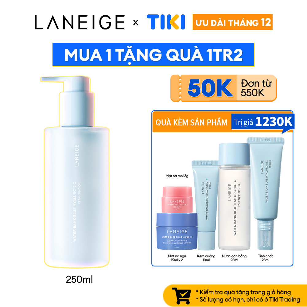 Dầu Tẩy Trang Dưỡng Ẩm Laneige Water Bank Blue HA Cleansing Oil 250ml