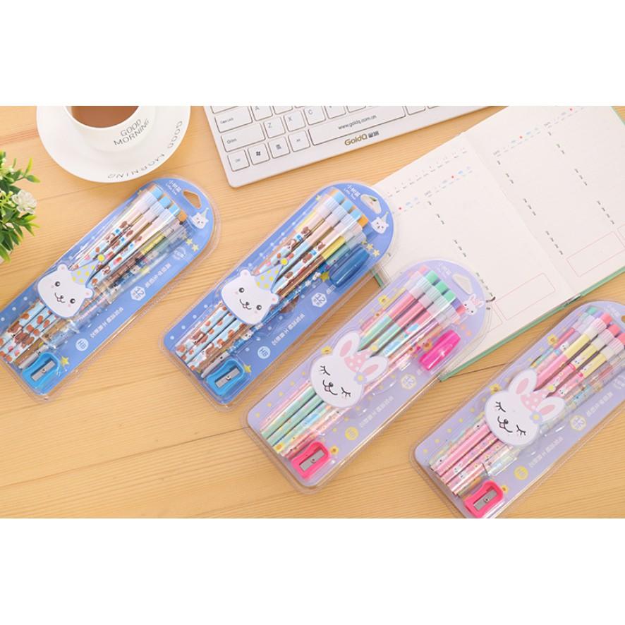 Set 12 bút chì kèm đồ gọt bút chì ngẫu nhiên_bút chì đáng yêu cho bé_đồ dùng học tập cho bé