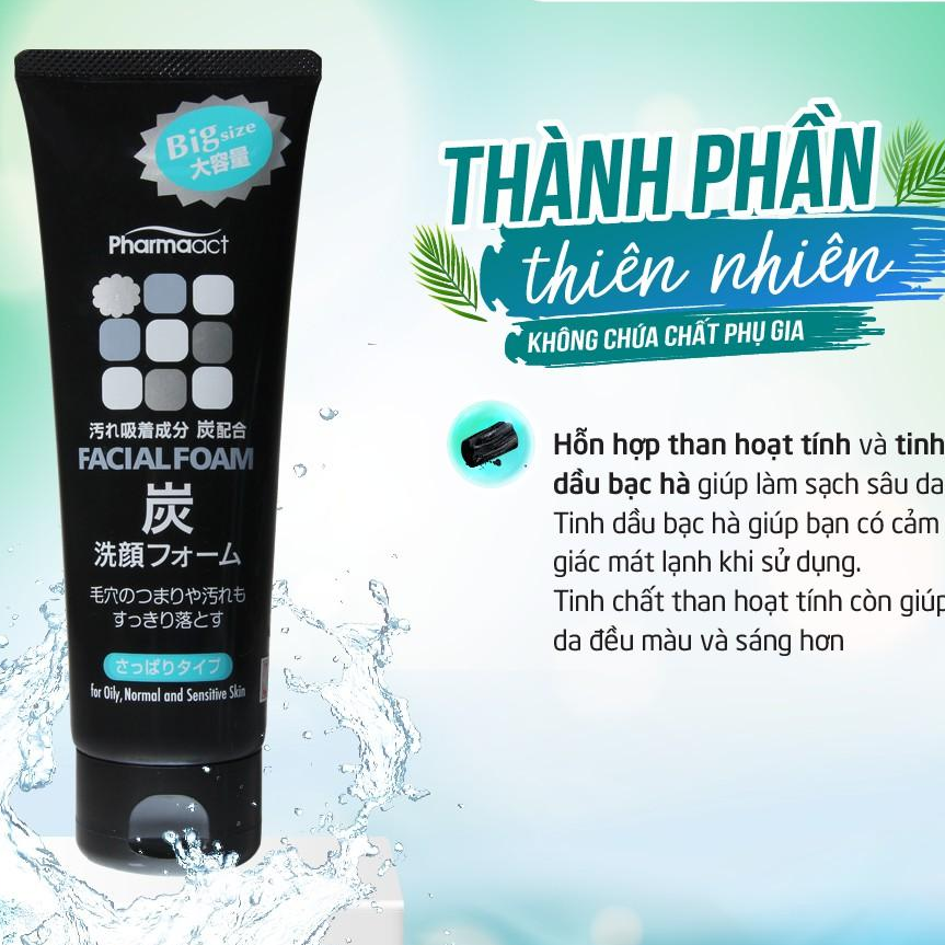 Sữa Rửa Mặt Than Hoạt Tính Pharmaact Charcoal Facial Foam