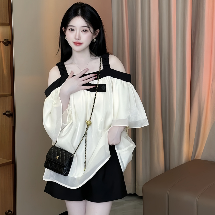 Set áo trễ vai 2 dây mix quần short siêu xinh phong cách hàn quốc có ảnh thật kèm video