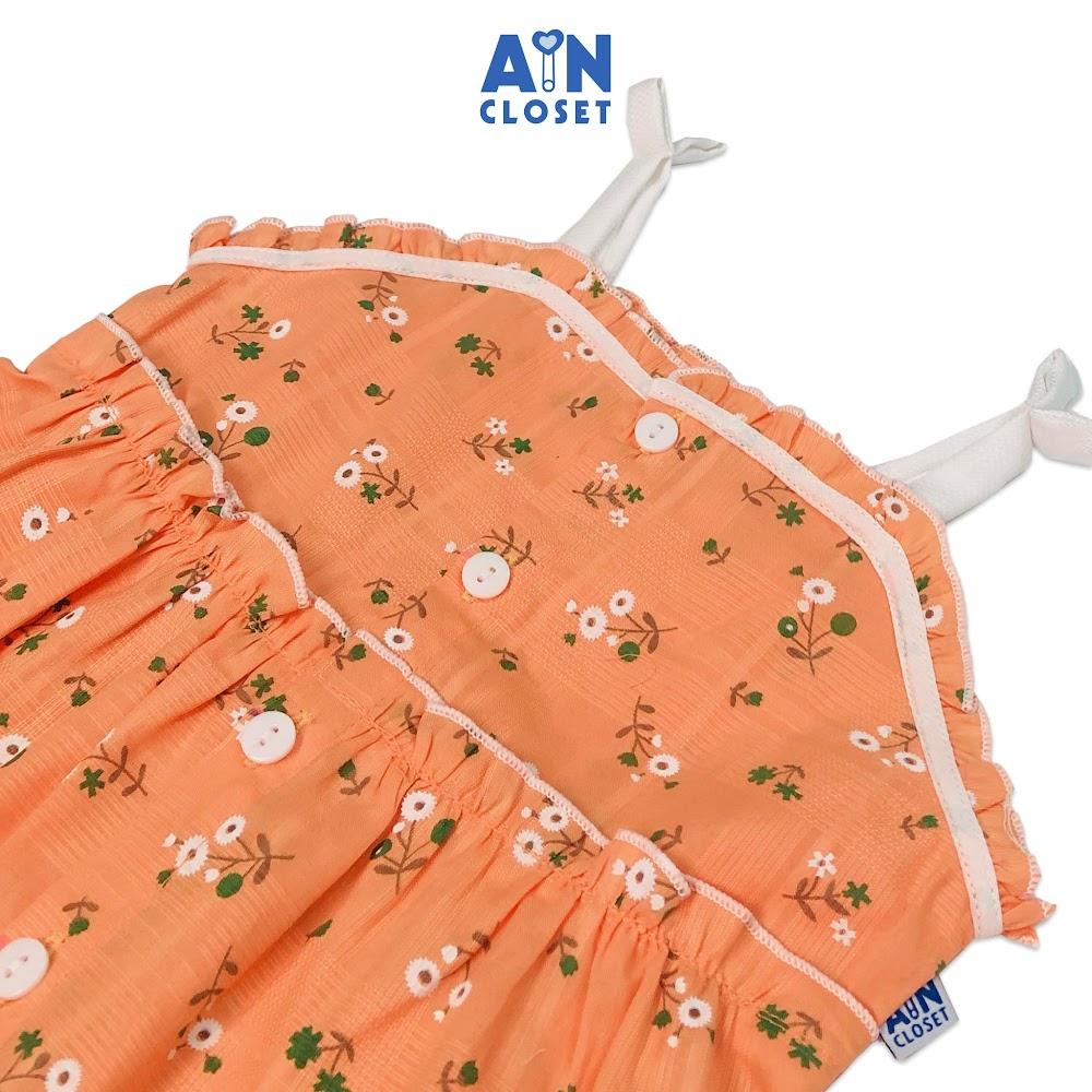 Bộ quần áo lửng bé gái họa tiết dây Hoa Mắt huyền trắng nền cam cotton boi dệt - AICDBGPNMSIW - AIN Closet