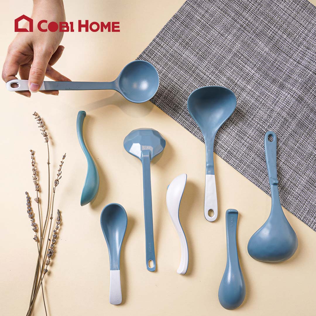 Muỗng  cán dài cao cấp bằng Melamine màu xanh ngọc - nhiều lựa chọn