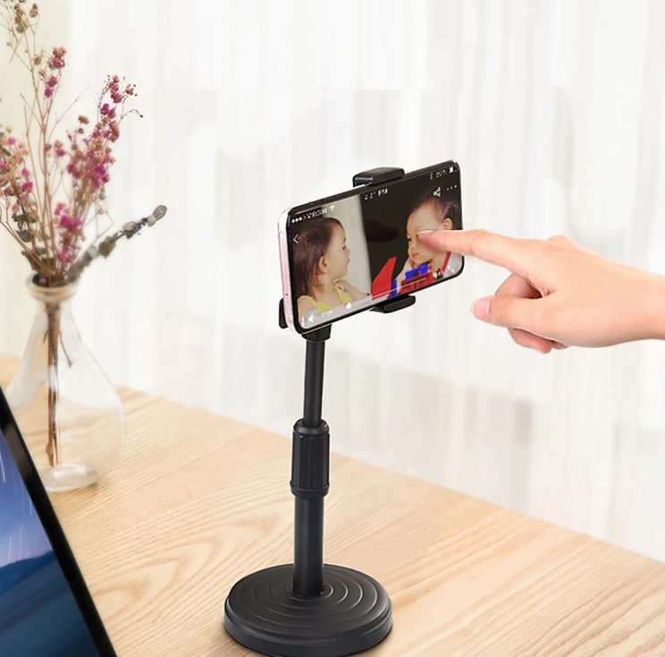 Giá đỡ KG59 có chân đế, kẹp điện thoại để bàn đa năng tiện dụng, livestream, giải trí xoay 360độ - Hàng chính hãng