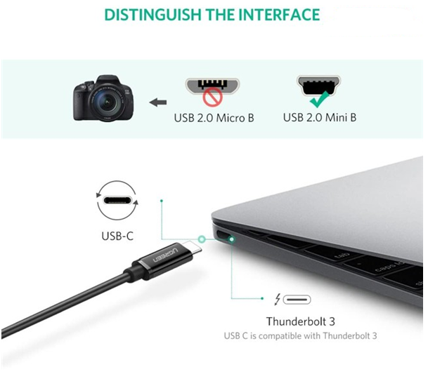 Cáp USB type C ra Mini USB  1M màu đen  Ugreen 242TYC50445US Hàng chính hãng