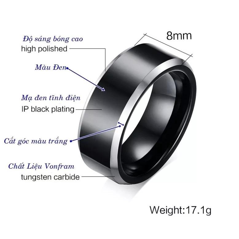 Nhẫn Nam nữ Elas Ring Phong Cách trẻ trung lịch lãm Màu Đen Bạc Đẹp Cao Cấp - Nhẫn Chất liệu Titan Không Gỉ- Elas Ring